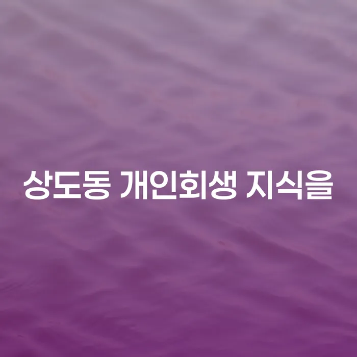 상도동 개인회생 지식을